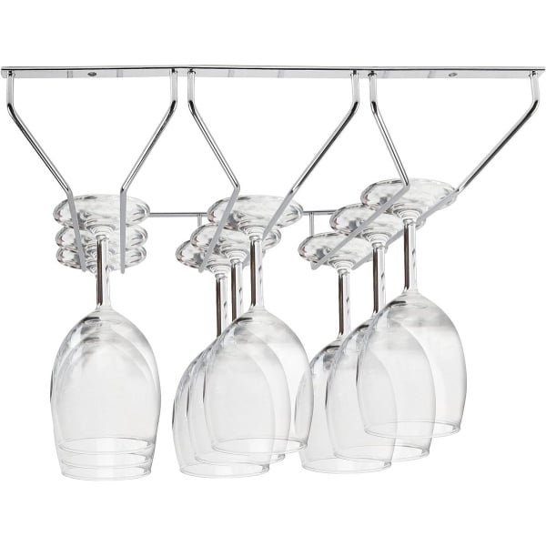Allecto- Hangende Glazenhouders - Opslag Voor Wijn en Glaswerk - Wandmontage - Keuken Accessoire - Geschikt voor Keuken en Bar - Zwart Staal - Ruimtebesparend Onder Kast - Inclusief Montagemateriaal - 45 x 25 cm - Glasrek voor 9 Glazen.