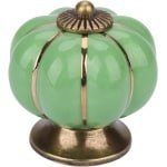 Allecto - Keramische Pompoen Knoppen - Vintage - Retro Design - Groen - Kast Accessoires - Geschikt voor Kasten - Meubelknoppen voor Lades en Kasten - Keuken of Kwekerij - Set van 6 - Decoratieve Retro Ladeknoppen met Landelijke Stijl