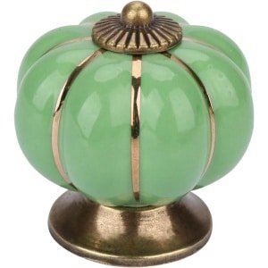 Allecto - Keramische Pompoen Knoppen - Vintage - Retro Design - Groen - Kast Accessoires - Geschikt voor Kasten - Meubelknoppen voor Lades en Kasten - Keuken of Kwekerij - Set van 6 - Decoratieve Retro Ladeknoppen met Landelijke Stijl