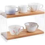 Allecto-Koffiebar organizer - Accessoires - Acryl houder - Natuurlijke houtkleuren - Matcha standaard - Keuken - Opbergen - Kopjes - Geschikt voor - Natuurlijke houtkleuren - 1 stuk
