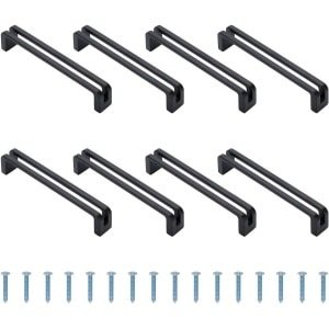 Allecto- Lade- keuken- modern- metaal- zwart- keukenkast- meubel- accessoire 8 Pack Lade Handgrepen 5 Inch Vierkante Ladeknoppen Mat Zwarte Lade Handgrepen voor Kastdeur Kast Vervanging Accessoires.