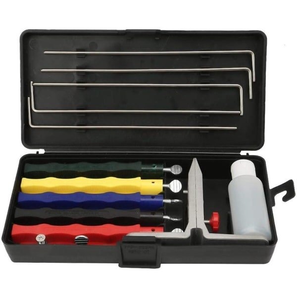 Allecto - Messenslijper - Slijpsteenset - Professionele keuken - Fix-hoek - Messenslijper-systeemkit - Huis keuken - Wetstenen - Geschikt voor keukenmessen - Zwart RVS messenslijper - Accessoire voor het slijpen van messen