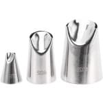 Allecto Plus - 3-delige Roestvrijstalen Taartdecoratie Spuitmondjes Set - Bakken en Decoratie Gereedschap voor Taarten, Koekjes, Gebak - Professionele Keuken Accessoires