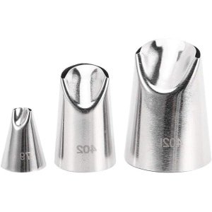 Allecto Plus - 3-delige Roestvrijstalen Taartdecoratie Spuitmondjes Set - Bakken en Decoratie Gereedschap voor Taarten, Koekjes, Gebak - Professionele Keuken Accessoires