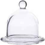 Allecto Plus - Cake Stand met Glas Koepel - Rond Server Dienblad voor Cake, Boter, Kaas - 1 Set - 9.5x9cm - Stijlvol Design - Keuken Accessoires