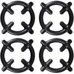 Allecto Plus - Kookplaat Gasfornuis Wok Ondersteuning Ringen - Set van 4 - Kachel Reducer voor Gasbrander - Koffie Pot Stand - IJzer Zwart - Keuken Accessoires