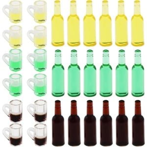 Allecto Plus - Miniature Bierflesjes en Wijnflesjes Set voor Poppenhuis - 30 Stuks - DIY Miniatuur Decoratie Keuken Bidon - Restaurant Bar Accessoires