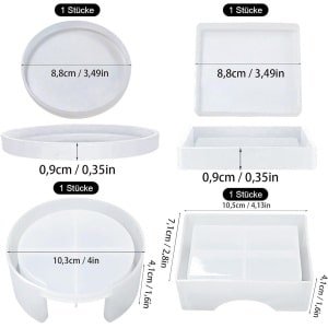 Allecto Plus - Siliconen Onderzetter Vormset 10 Stuks - Bakvorm - Hars Onderzetters - Ronde Epoxyharsvormen - Onderzettervormen voor Harsgieten - Epoxyhars Vorm - Keuken Accessoires - Hittebestendige Siliconen Mat - DIY Ambachten