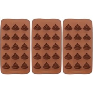 Allecto Plus - Siliconen vormen voor uitwerpselen - 3 stuks schattig en grappig - Anti-aanbaklaag - Keuken accessoire - Chocoladevorm - Geleivorm - IJsblokjesvorm