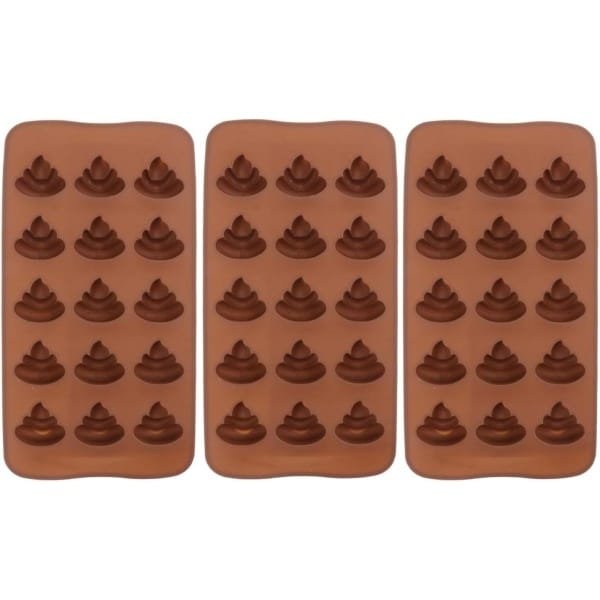 Allecto Plus - Siliconen vormen voor uitwerpselen - 3 stuks schattig en grappig - Anti-aanbaklaag - Keuken accessoire - Chocoladevorm - Geleivorm - IJsblokjesvorm