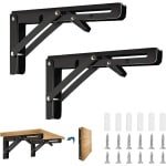 Allecto Plus - Vouwende Steun Op Zwaar Werk 2 Stuks 300mm - Hoekplanksteunen voor Thuis en Kantoor - Keuken Accessoire - Zwart