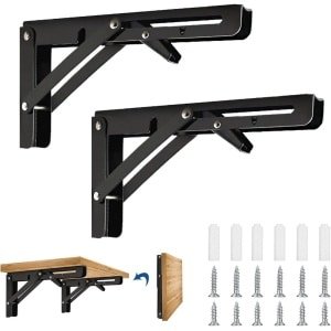 Allecto Plus - Vouwende Steun Op Zwaar Werk 2 Stuks 300mm - Hoekplanksteunen voor Thuis en Kantoor - Keuken Accessoire - Zwart