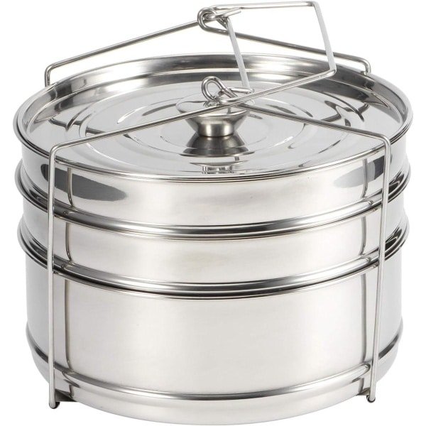 Allecto- RVS Cooker Pot Set - Stapelbare - 3 Tier - Cook Food Accessoires - Geschikt voor Pressure Pot - Zilver - Keuken