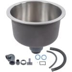 Allecto- RVS Ronde Wastafel - Keuken Bad Armaturen - Met Regenpijp Fitting - 30 Cm Diameter - Aanrecht Accessoires - Geschikt voor Mini Ronde Aanrecht - Roestvrijstalen Staaf.