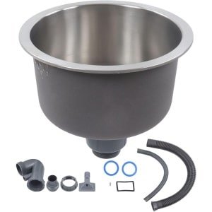 Allecto- RVS Ronde Wastafel - Keuken Bad Armaturen - Met Regenpijp Fitting - 30 Cm Diameter - Aanrecht Accessoires - Geschikt voor Mini Ronde Aanrecht - Roestvrijstalen Staaf.