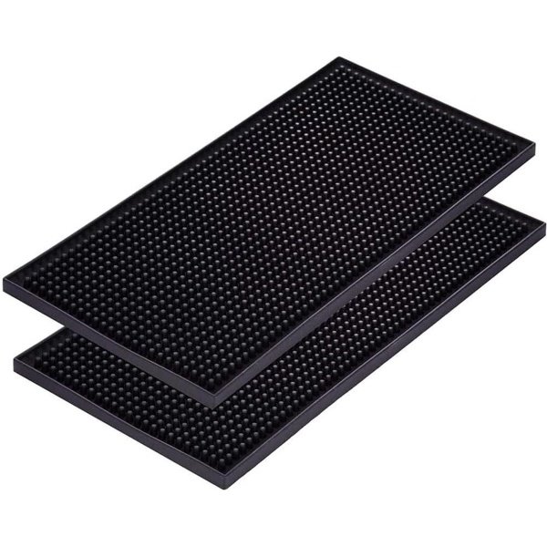 Allecto - Rubber Serveermat - Antislip - Zwart - Aanrecht Morsen Mat - Keuken Accessoire - Geschikt voor Alle Keukens - Extra Groot Formaat - Anti-Slip 2 Pack voor Thuisgebruik met Espresso Machine