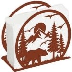 Allecto- Servethouder Beer - Natuurthema - Metalen - Papierdispenser - Servethouder voor tafels, aanrecht, outdoor - Keuken accessoire - Geschikt voor papieren servetten - Zwart metalen model.