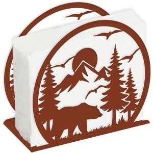 Allecto- Servethouder Beer - Natuurthema - Metalen - Papierdispenser - Servethouder voor tafels, aanrecht, outdoor - Keuken accessoire - Geschikt voor papieren servetten - Zwart metalen model.