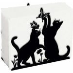 Allecto - Servethouder - Zwarte IJzeren - Bloemen - Decoratief - Keuken Accessoire - Geschikt voor Kat en Vlinder - Zwart Model - Praktische Decoratie voor Keuken