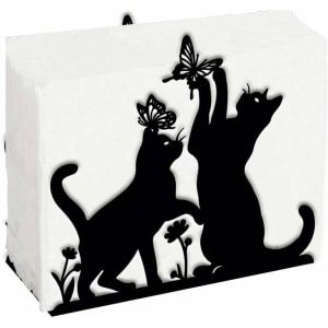 Allecto - Servethouder - Zwarte IJzeren - Bloemen - Decoratief - Keuken Accessoire - Geschikt voor Kat en Vlinder - Zwart Model - Praktische Decoratie voor Keuken