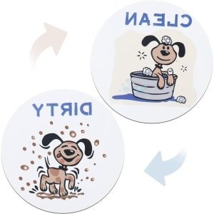 Allecto plus - Magneetbord voor Vaatwasser, Grappige Hondenafbeelding, Dubbelzijdige Indicator - Keuken Accessoires voor Schoon en Vuil - Koelkast en Wasruimte - Metalen Plaatje Inbegrepen