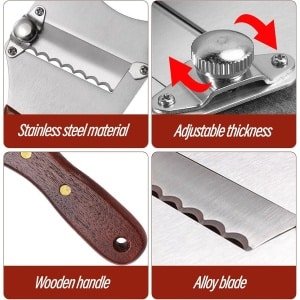 Allecto plus - Truffelschaaf en rasp van roestvrij staal met instelbare 430 graden, gourmethobel en houten handvat - Voor truffels, chocolade, kaas en boter - Keuken accessoire.