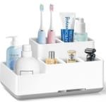 Antislip Elektrische Tandenborstelhouder met Compartimenten en Afvoergaten - Badkamerorganizer voor Keuken en Familie