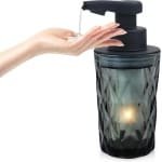 Automatische Handzeepdispenser - contactloze elektrische zeepdispenser - glazen fles - diamantreliëf - keuken - badkamer