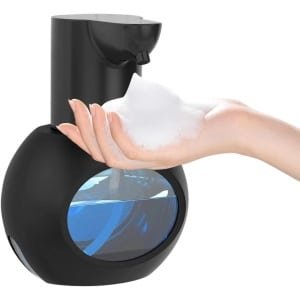 Automatische schuimende zeepdispenser 15oz/420ml schuimende handzeep touch free wall mounted 4-traps verstelbare touch free elektrische zeepdispenser oplaadbaar met sensor keuken badkamer zwart