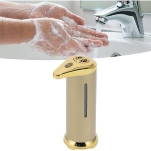 Automatische zeepdispenser voor badkamer en keuken - contactloze elektrische dispenser 250 ml (goudkleurig)