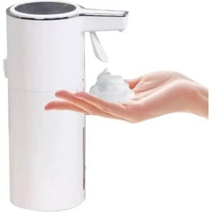 Automatische zeepdispenser voor wandmontage met digitaal display - Elektrische schuimzeepdispenser voor contactloos gebruik in badkamer, keuken en kantoor - 400 ml capaciteit - Wit