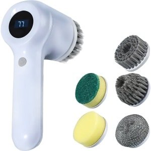 Azorix Elektrische Schoonmaakborstel - MINI - Poetsmachine - Schuurborstel - Schrobber - Schrobborstel - Elektrische Schrobber - Voor Badkamer en Keuken - 5 Opzetstukken