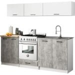BDW - Keukenblok zonder elektrische apparatuur - Minikeuken 200 cm breed - Keuken compleet: onderkasten & bovenkasten - 200x74x46 cm - Keukenkasten wit/beton
