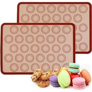 Bakmat voor macarons - set van 2 stuks - anti-aanbaklaag - herbruikbaar - voor koekjes, brood en pizza - keuken accessoires.