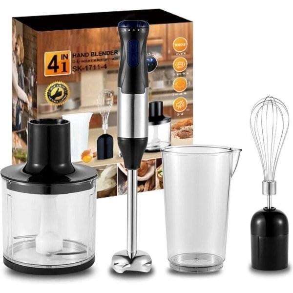 Bealive® Staafmixer set - 4 in 1 - Handmixer - Smoothie blender - Keuken accessoires - Inclusief maatbeker - 5 snelheden - 220V - 1000W