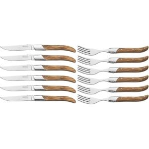Blackwell Steakbestek Laguiole - Steakmessen & Steakvorken set - Perfect voor vleesgerechten - Luxe uitstraling - Olijfhout en RVS - 220 x 100 mm - Bestek - Keuken accessoires