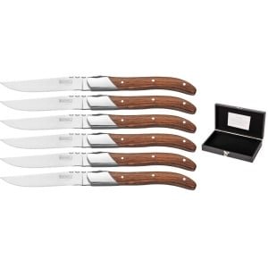 Blackwell Steakmessen Laguiole - Rozenhout - 6 Stuks - Steakmes voor perfect snijden - Luxe steakbestek met ambachtelijke afwerking - Hout en RVS - 230 x 20 x 15 mm - Bestek - Keuken accessoires