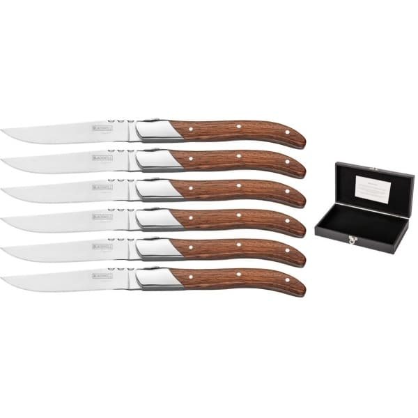 Blackwell Steakmessen Laguiole - Rozenhout - 6 Stuks - Steakmes voor perfect snijden - Luxe steakbestek met ambachtelijke afwerking - Hout en RVS - 230 x 20 x 15 mm - Bestek - Keuken accessoires