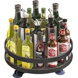 Blyx® - Spinny 360° - Keuken Organizer - Keuken Accessoires - Aanrecht Organizer - Kruiden Organizer - Keuken Organizer Aanrecht - 360° Draaibaar - Rond - 1 Verdiepingen - Zwart