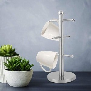 Boom RVS Bekerhouder - Koffiemok Stand Met 3 Takken - Beker Display Rek - Koffie Accessoires Voor Keuken En Bar