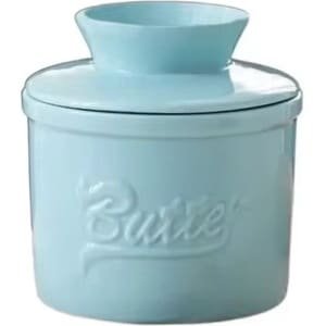 Boterbel Blauw - Botervloot - Boterpot - Watergekoelde Botervloot Met Waterlijn - Keramische Boterbel Voor Smeerbare Boter - Cadeau Voor De Keuken - Keuken Accessoires - Keuken Tools