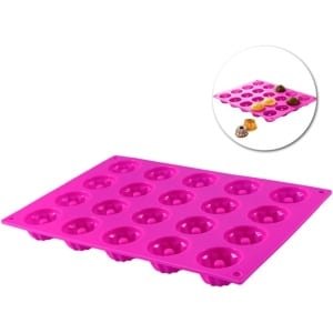 Cakevorm - Cakevorm van siliconen van voedingskwaliteit - Bakvorm met 20 holtes - Siliconenvorm met antiaanbaklaag - Keuken accessoires - Geschikt voor bakken, cake, pudding, chocolade, donuts - Rozerood
