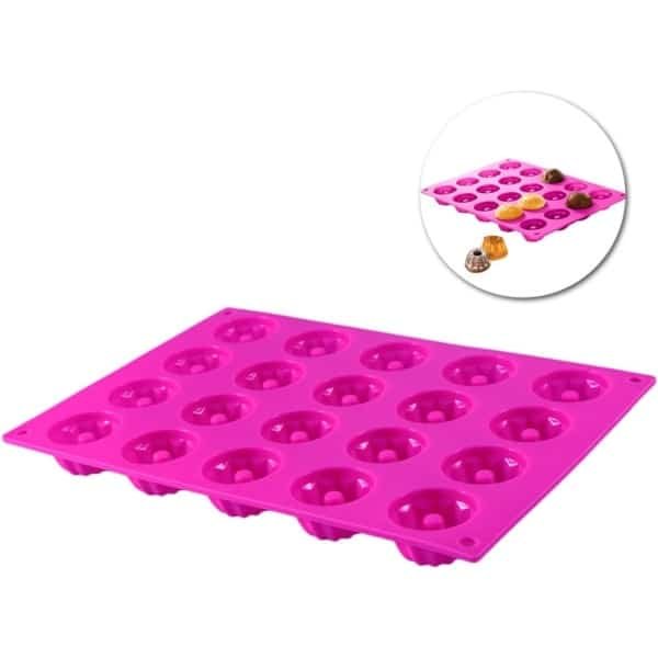 Cakevorm - Cakevorm van siliconen van voedingskwaliteit - Bakvorm met 20 holtes - Siliconenvorm met antiaanbaklaag - Keuken accessoires - Geschikt voor bakken, cake, pudding, chocolade, donuts - Rozerood