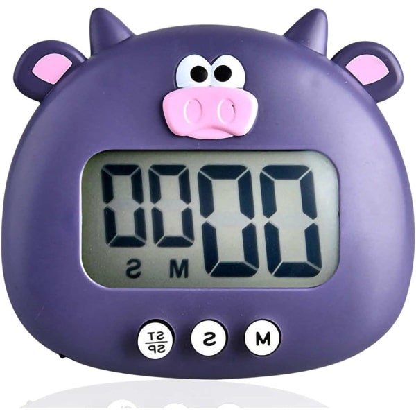 Cartoon Dieren Digitale Timer met Magnetische AAN/Uit Schakelaars - Keuken Koken Bakken Timer - Leuk Ontwerp - LCD-scherm - Countdown Timer - Accessoires voor Keuken - Paars