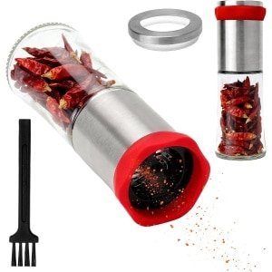 Chilimolen van roestvrij staal - 150 ml - Grof malen van chili, zout, peper - Keuken en BBQ accessoire met borstel