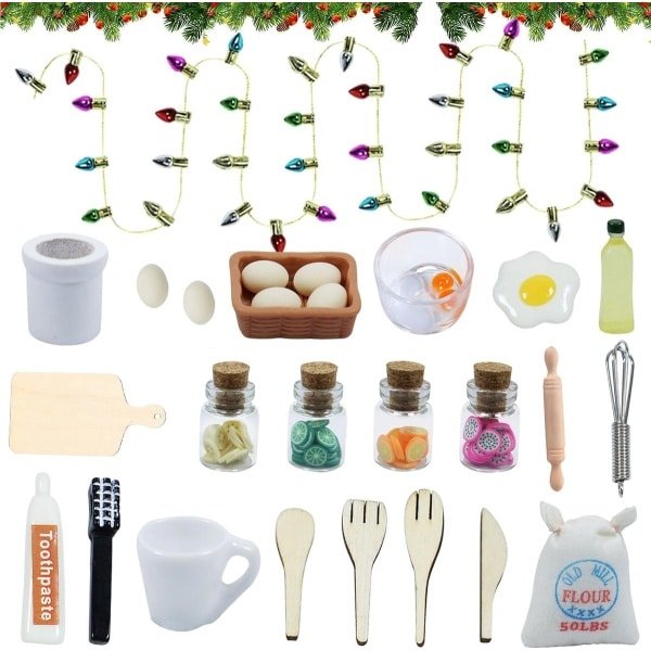 Christmas gnome accessoires voor poppenhuis - miniatuur gnome accessoires - gnome accessoires keuken - decoratie kerst gnome accessoires