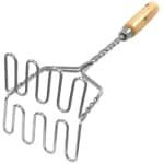 Cookinglife Aardappelstamper Houten Handgreep 37 cm - Aardappelstamper voor romige puree - Pureeknijper voor groenten - RVS en Hout - 370 x 100 x 100 mm - Keukengerei - Keuken accessoires