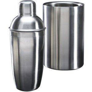 Cookinglife Barset RVS 2-Delig - Cocktailshaker set voor thuis - Wijnkoeler voor feestjes - Compacte barset - Stijlvol design - RVS - 130 x 130 x 190 mm - Keuken accessoires - Cocktail benodigdheden
