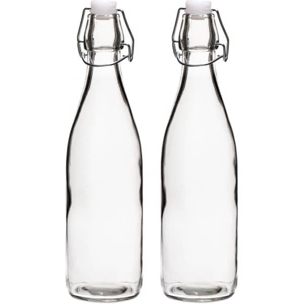 Cookinglife Beugelflessen Rond - 500 ml - 2 Stuks - Luchtdichte sluiting voor versheid - Stijlvolle flessen voor olijfolie en dressing - Hoogwaardig glas - 275 x 75 mm - Glaswerk - Keuken accessoires