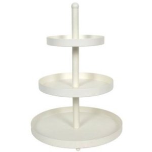 Cookinglife Etagère metaal creme - 3-laags serveertoren - Etagère voor hapjes en desserts - Hoogte 55 cm - Ø 20, 25 & 30 cm - Stevig metaal - Tafelaccessoire - Keuken accessoires